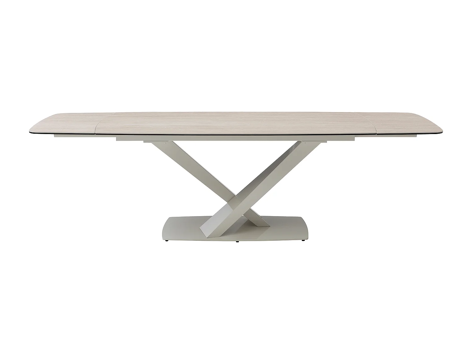 Table à manger extensible 6 à 10 personnes en verre trempé, céramique et métal - Effet marbre beige - MALATA de Maison Céphy
