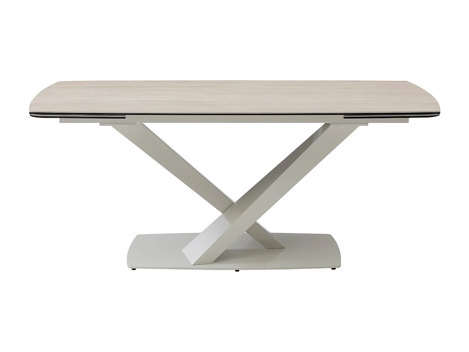 Table à manger extensible 6 à 10 personnes en verre trempé, céramique et métal - Effet marbre beige - MALATA de Maison Céphy