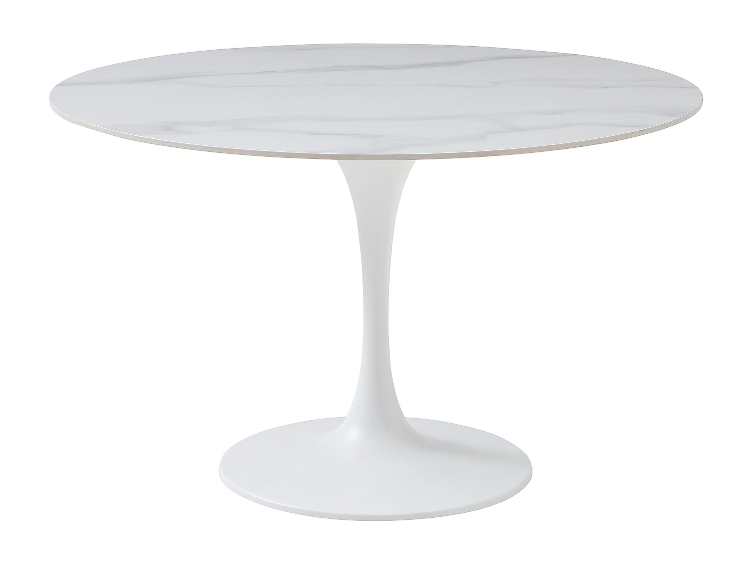 Table à manger 4 personnes en céramique et métal - Effet marbre blanc - DYNARO