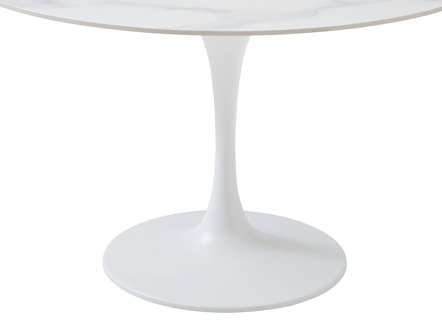Table à manger 4 personnes en céramique et métal - Effet marbre blanc - DYNARO