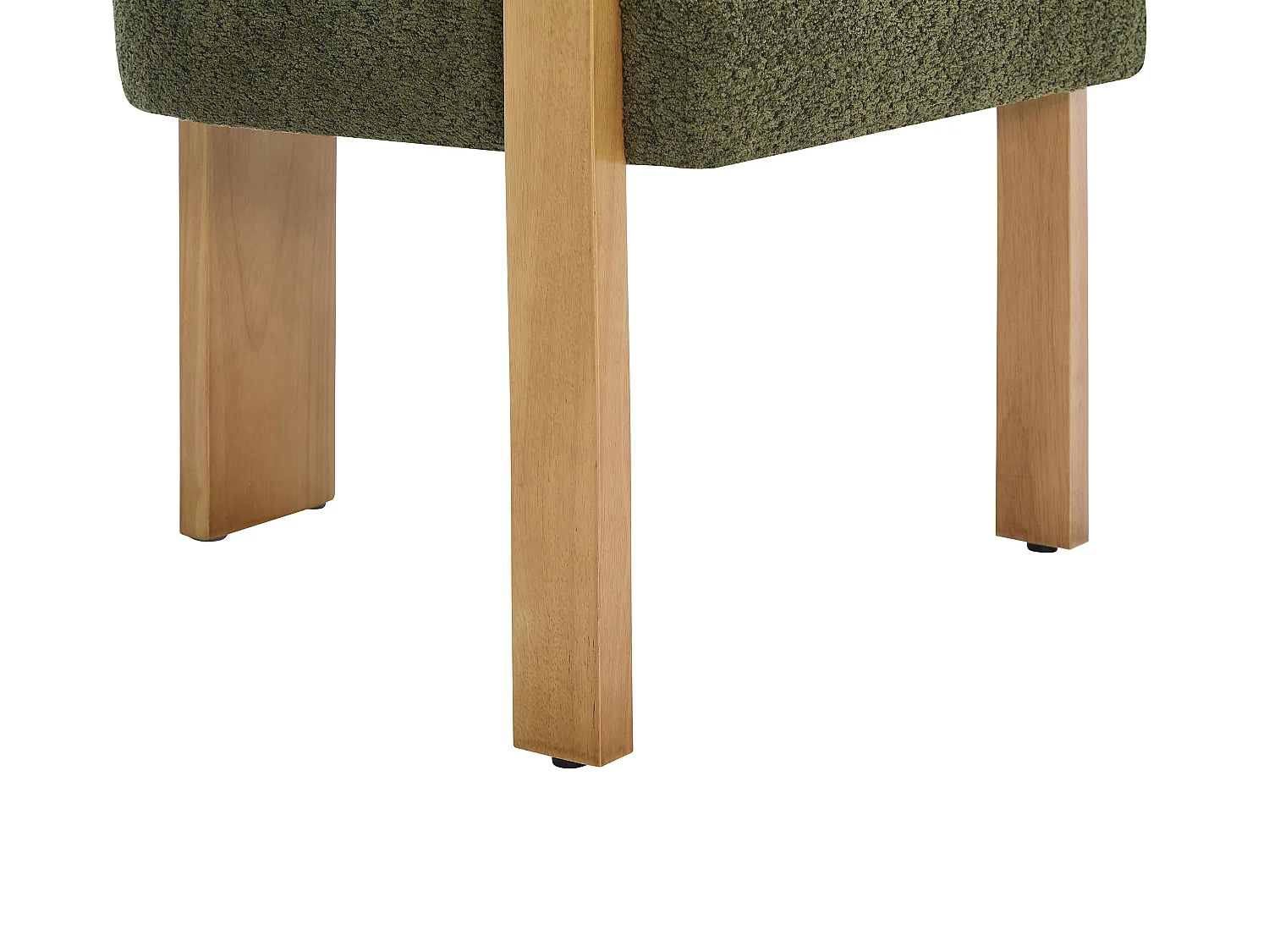 Chaise avec accoudoirs en tissu bouclette et bois d'hévéa naturel - Kaki - LIVELIA