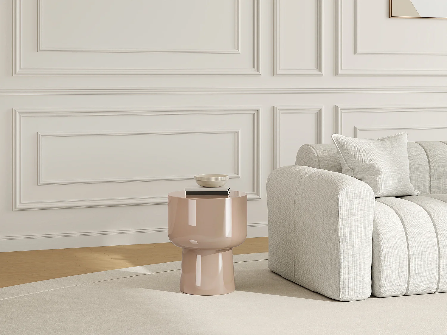 Table d'appoint en métal - Beige brillant - FALENY