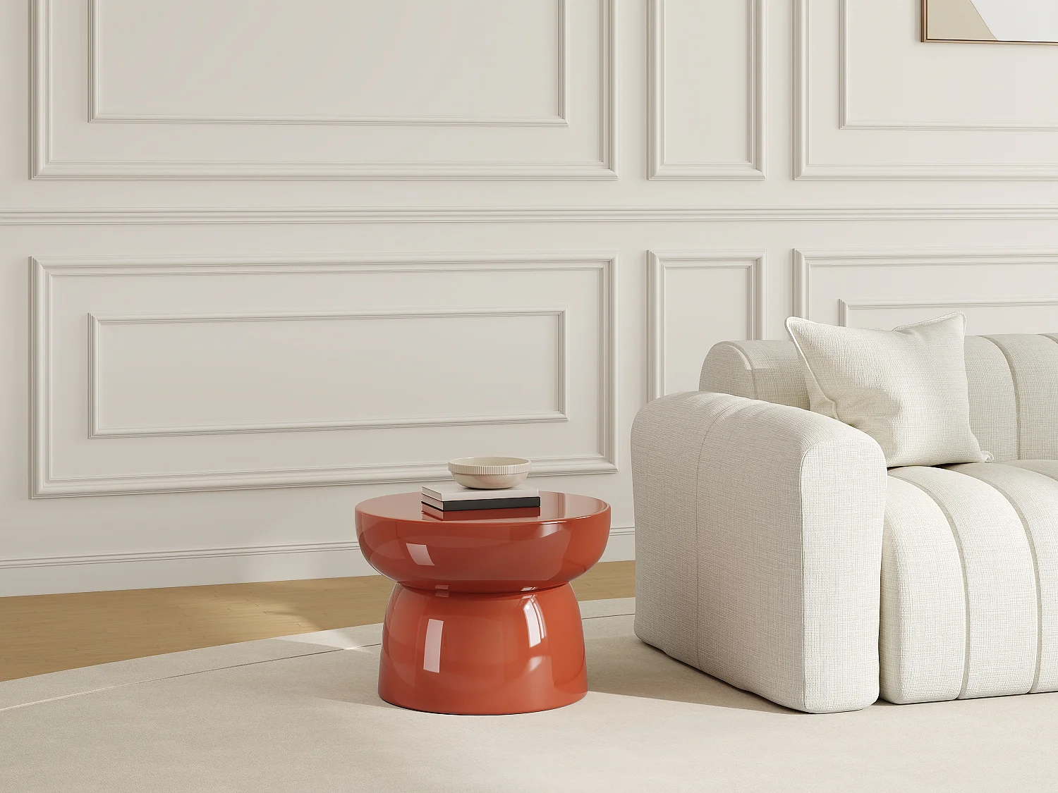 Table d'appoint en métal - Terracotta brillant - LIRENA