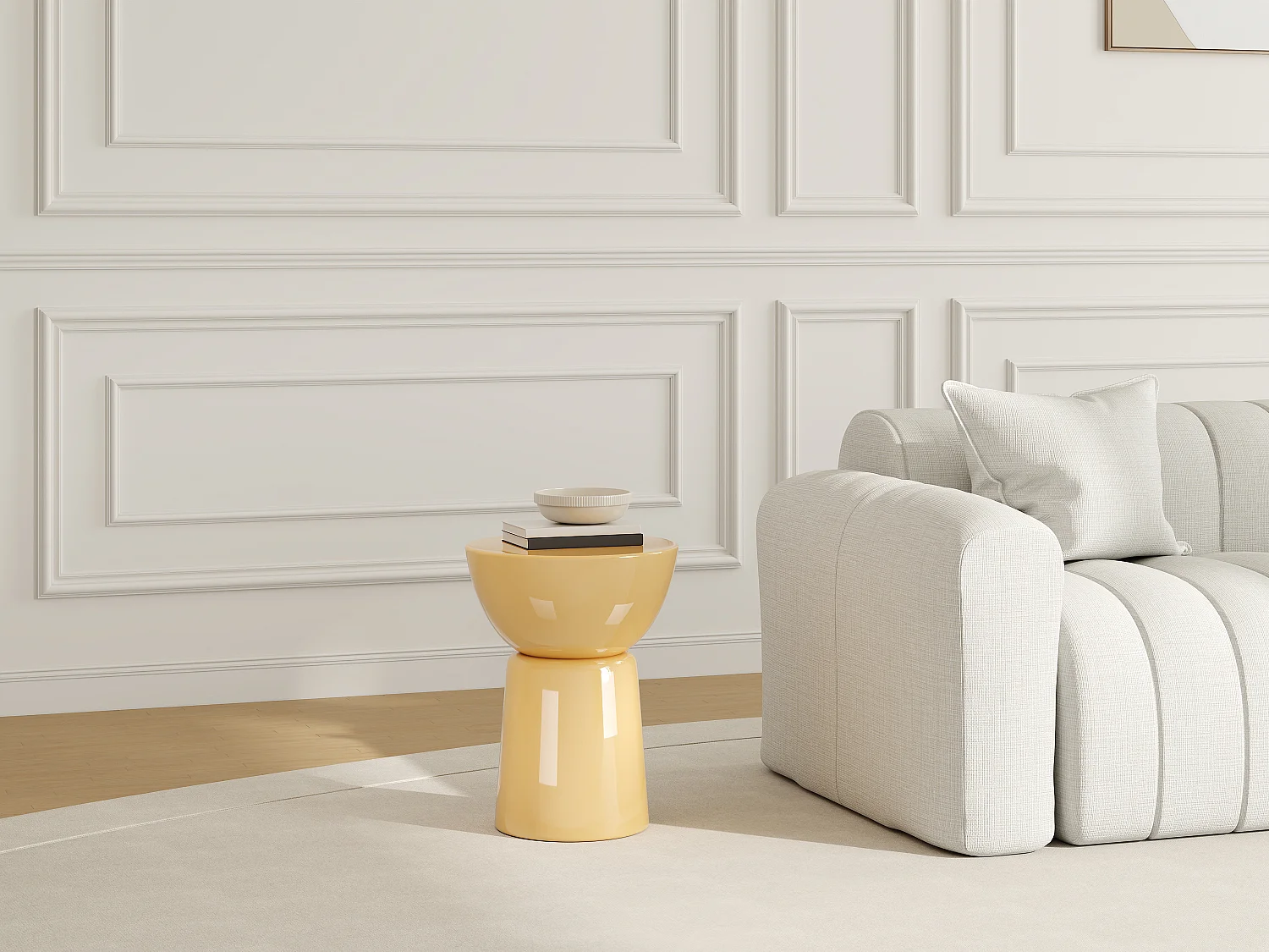 Table d'appoint en métal - Jaune clair brillant - MENIRO