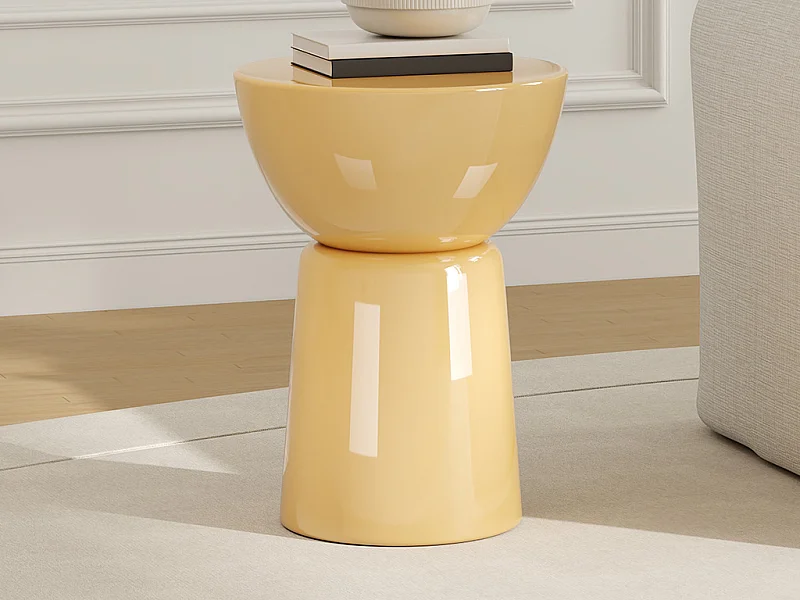 Table d'appoint en métal - Jaune clair brillant - MENIRO