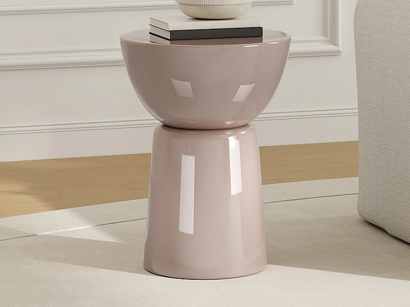 Table d'appoint en métal - Rose clair brillant - MENIRO