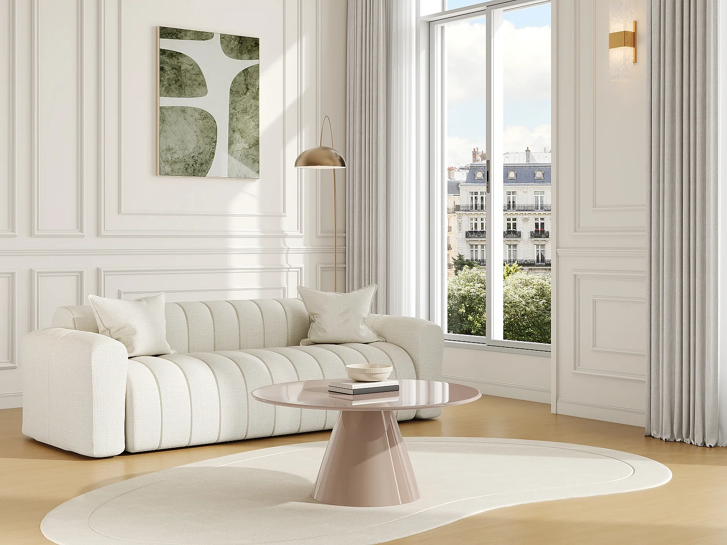 Table basse en métal - Beige brillant - DINEGA