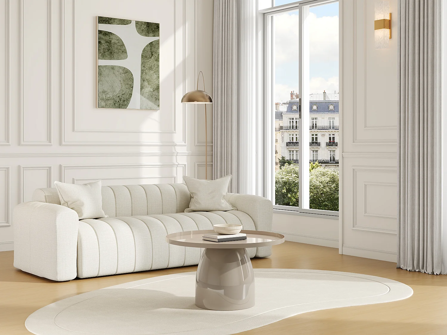 Table basse en métal - Beige brillant - FRIDANA