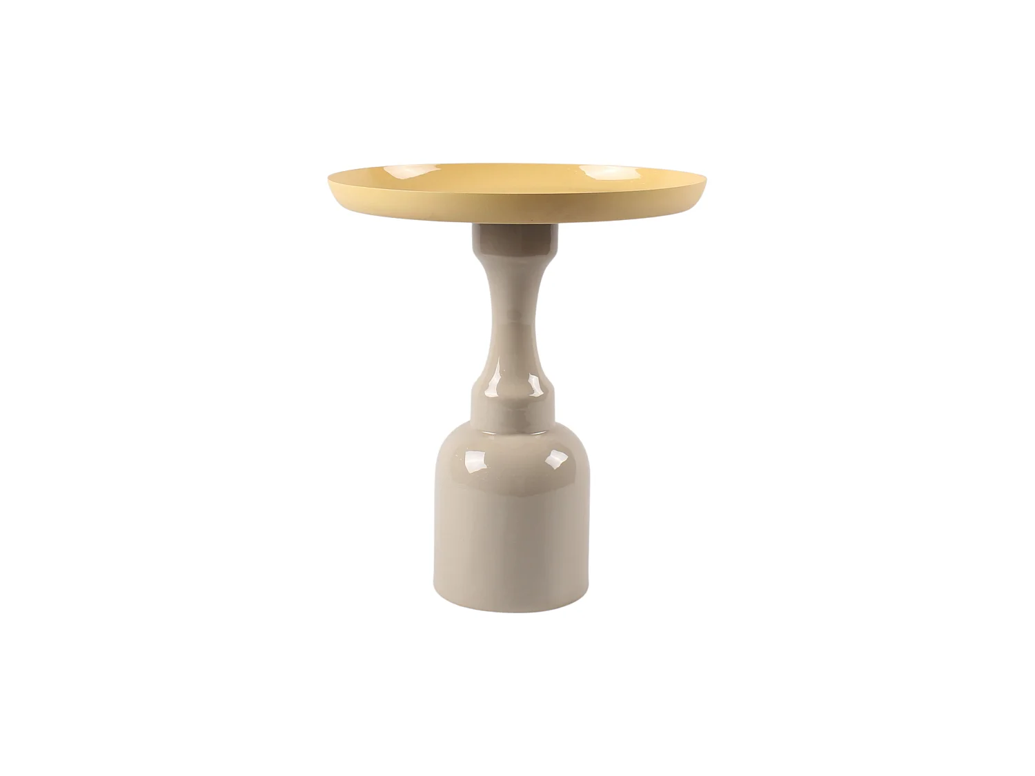 Table d'appoint en métal - Beige et Jaune clair brillant - KYRESA