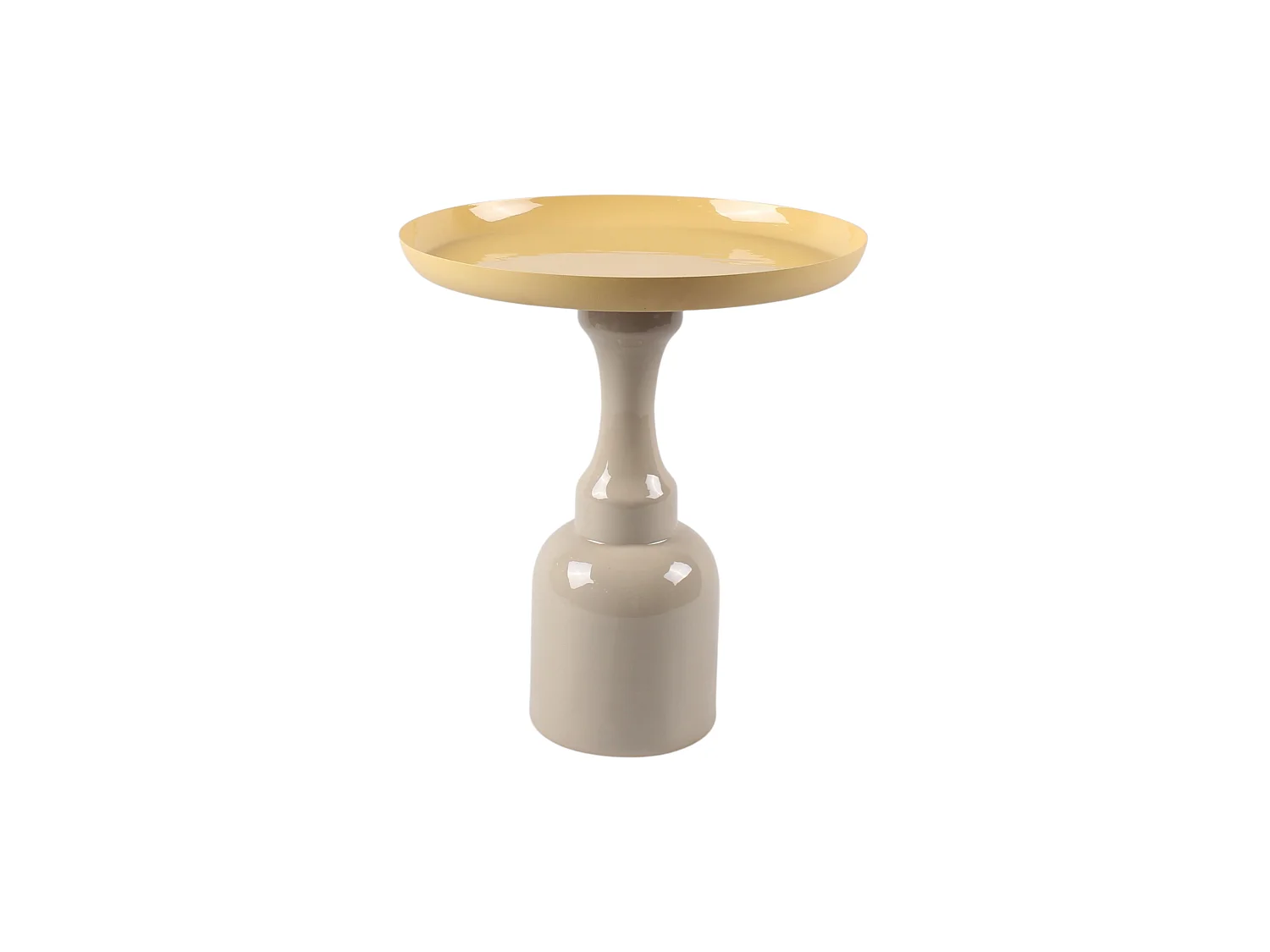 Table d'appoint en métal - Beige et Jaune clair brillant - KYRESA