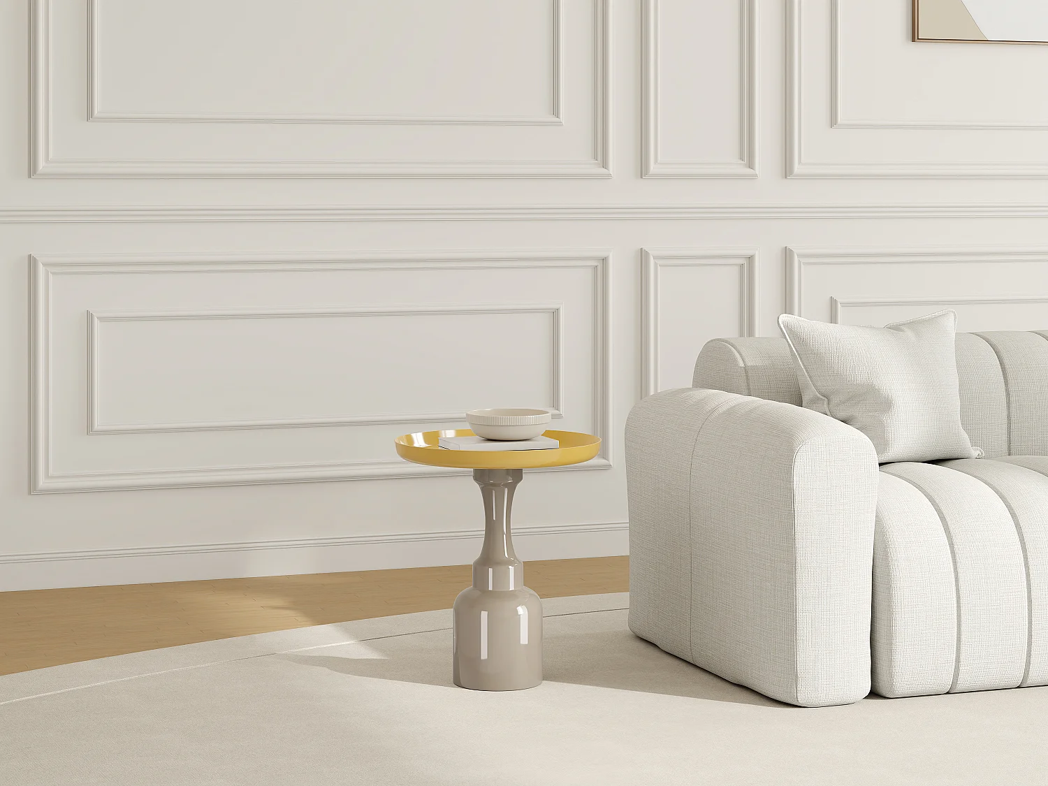 Table d'appoint en métal - Beige et Jaune clair brillant - KYRESA