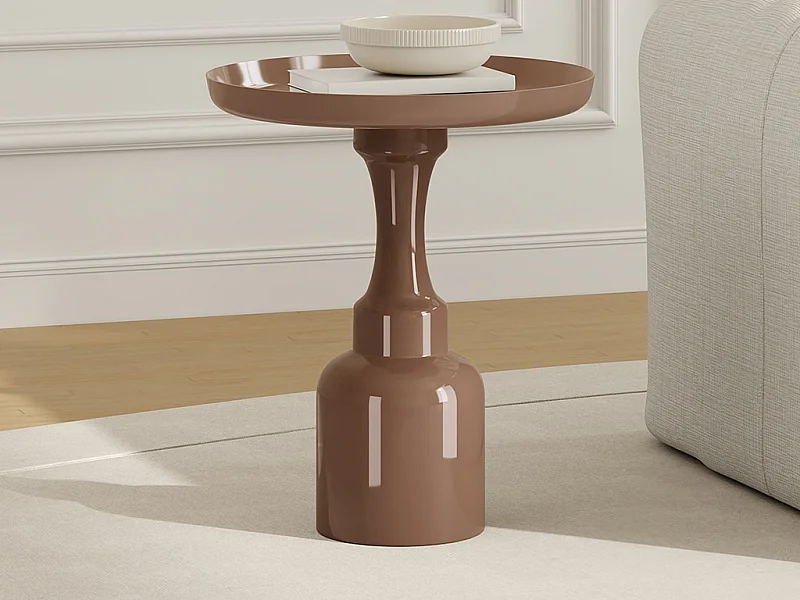 Table d'appoint en métal - Taupe brillant - KYRESA