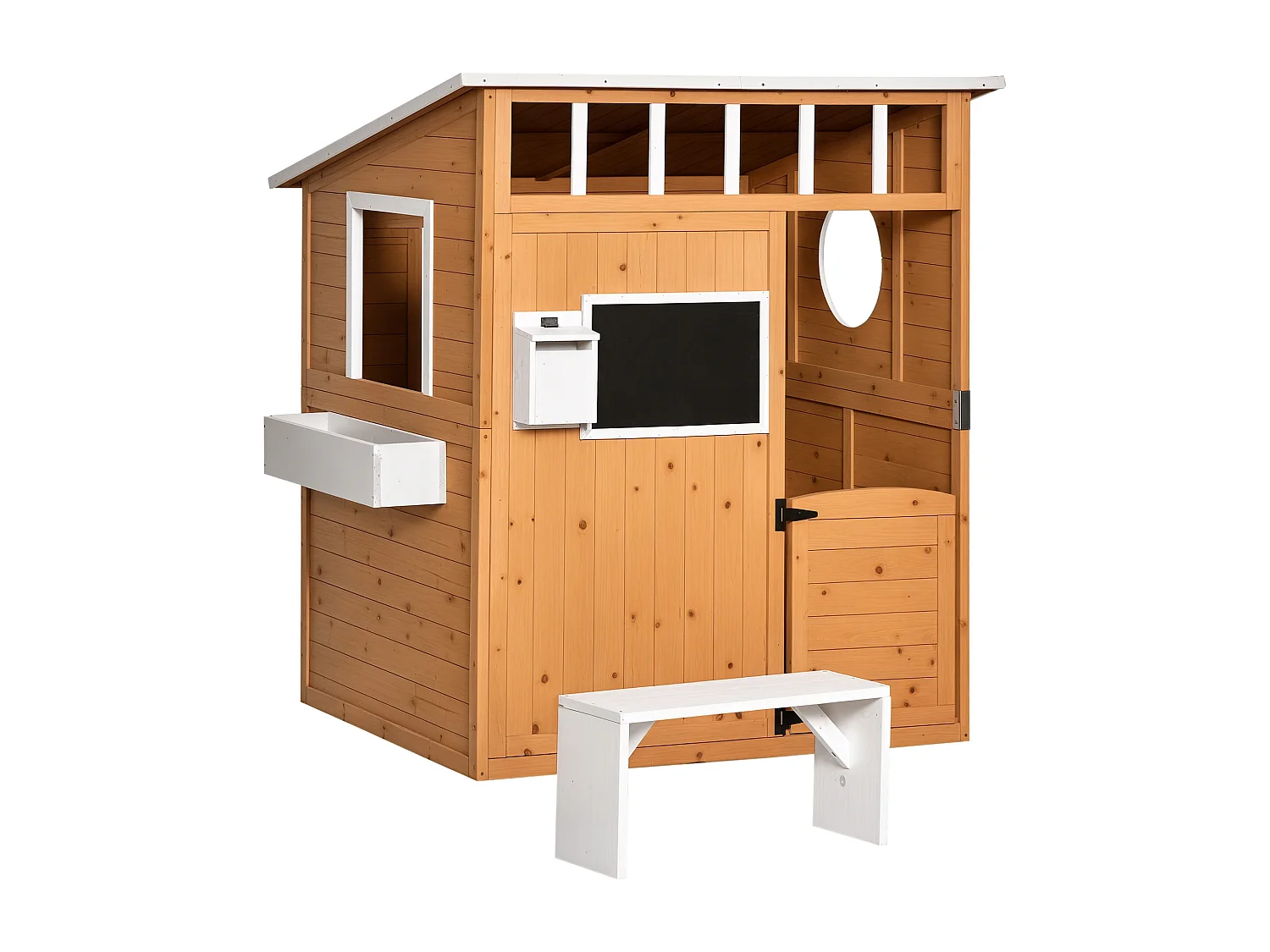 Maison de jeux enfant - jeu plein air maisonnette enfant - dim. 122L x 108l x 135H cm - bois sapin pré-huilé