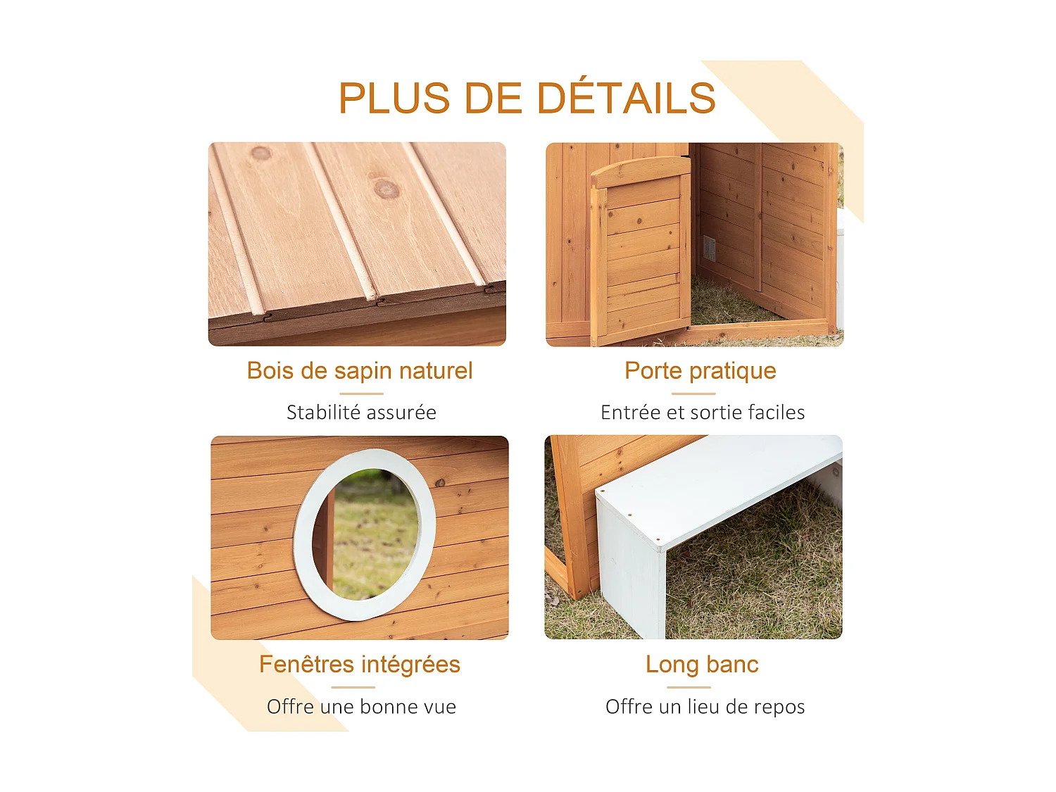 Maison de jeux enfant - jeu plein air maisonnette enfant - dim. 122L x 108l x 135H cm - bois sapin pré-huilé