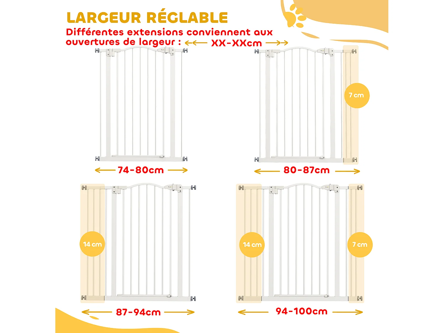 Barrière de sécurité pour chien extensible 74-100 cm