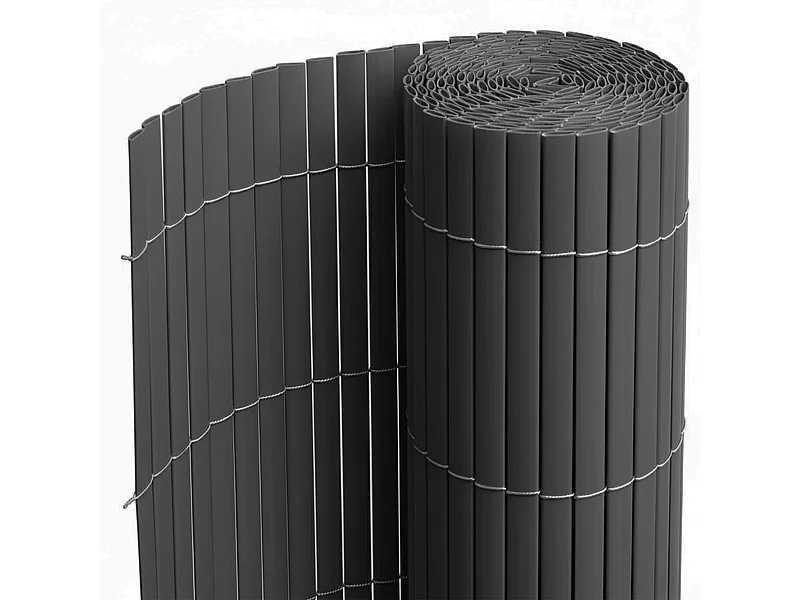 Canisse Brise vue en PVC tube Plat,Clôture protection pour jardin terasse balcon coloris Gris - Hauteur 80 x Longueur 300 cm 1700g/m2