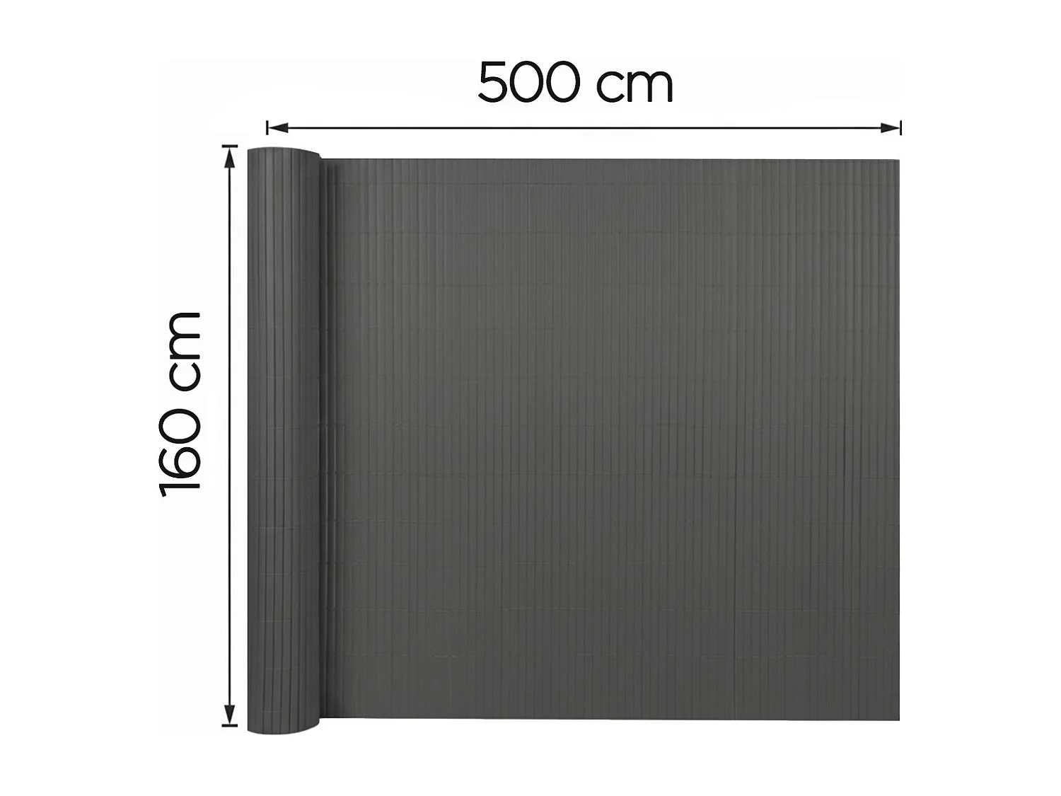 Lot de 2 Canisses Brise vue en PVC tube Plat,Clôture protection pour jardin terasse balcon coloris Gris - Hauteur 160 x Longueur 500 cm 1700g/m2