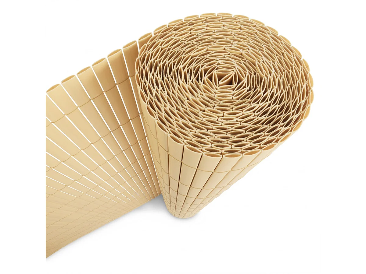 Lot de 2 Canisses Brise vue en PVC tube Plat,Clôture protection pour jardin terasse balcon coloris naturel Bambou - Hauteur 100 x Longueur 500 cm 1700g/m2