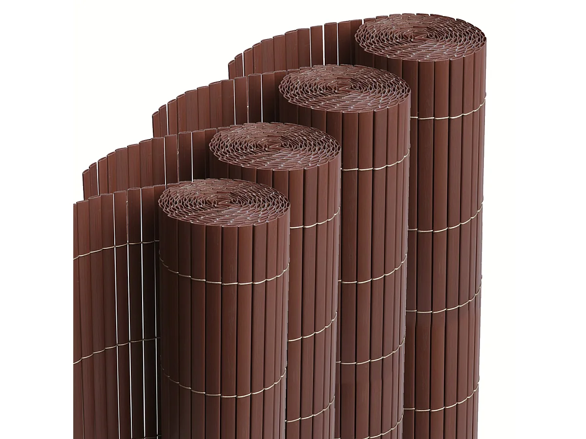 Lot de 4 canisses Brise vue en PVC tube Plat,Clôture protection pour jardin terasse balcon coloris marron foncée - Hauteur 80 x Longueur 500 cm 1700g/m2