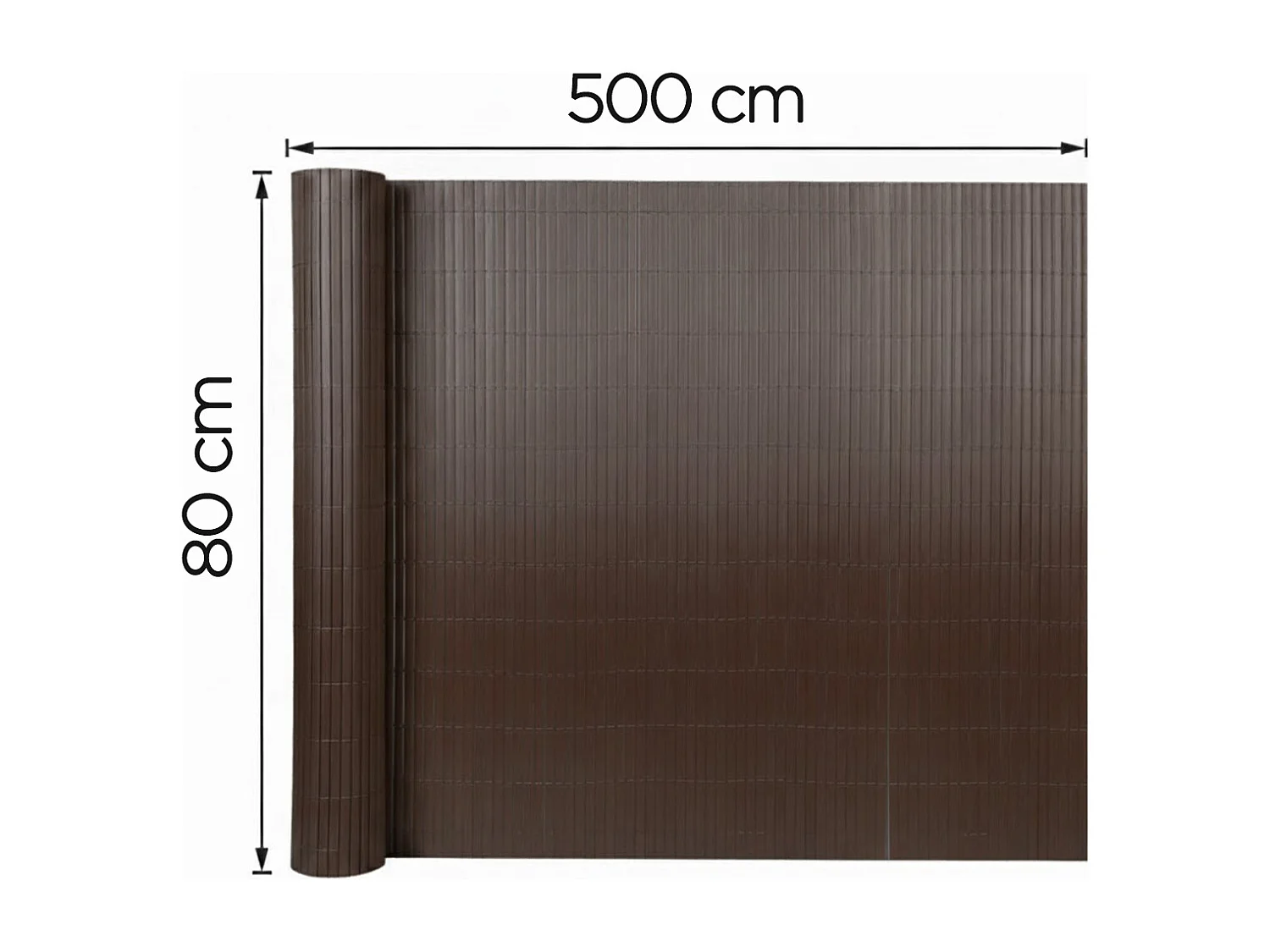 Lot de 4 canisses Brise vue en PVC tube Plat,Clôture protection pour jardin terasse balcon coloris marron foncée - Hauteur 80 x Longueur 500 cm 1700g/m2