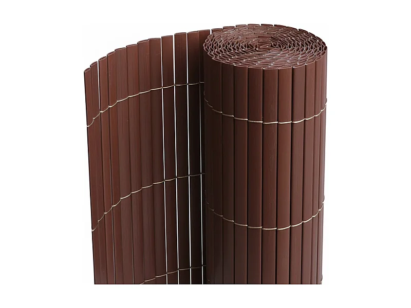Canisse Brise vue en PVC tube Plat,Clôture protection pour jardin terasse balcon coloris marron foncée - Hauteur 160 x Longueur 500 cm 1700g/m2