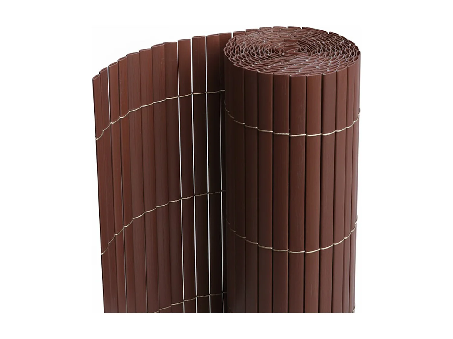 Canisse Brise vue en PVC tube Plat,Clôture protection pour jardin terasse balcon coloris marron foncée - Hauteur 160 x Longueur 500 cm 1700g/m2