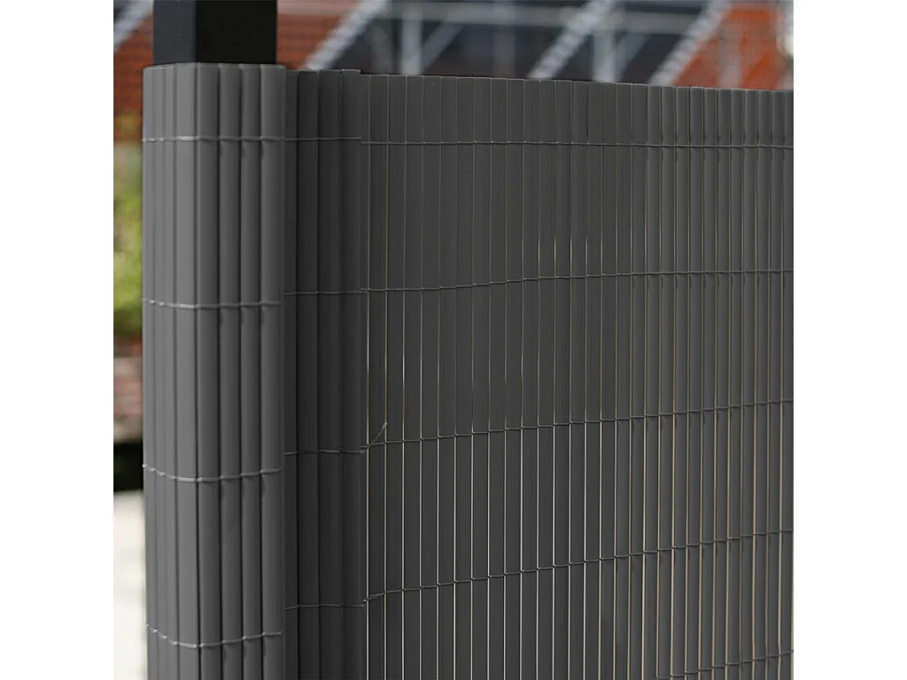 Lot de 2 Canisses Brise vue en PVC tube Plat,Clôture protection pour jardin terasse balcon coloris Gris - Hauteur 80 x Longueur 300 cm 1700g/m2