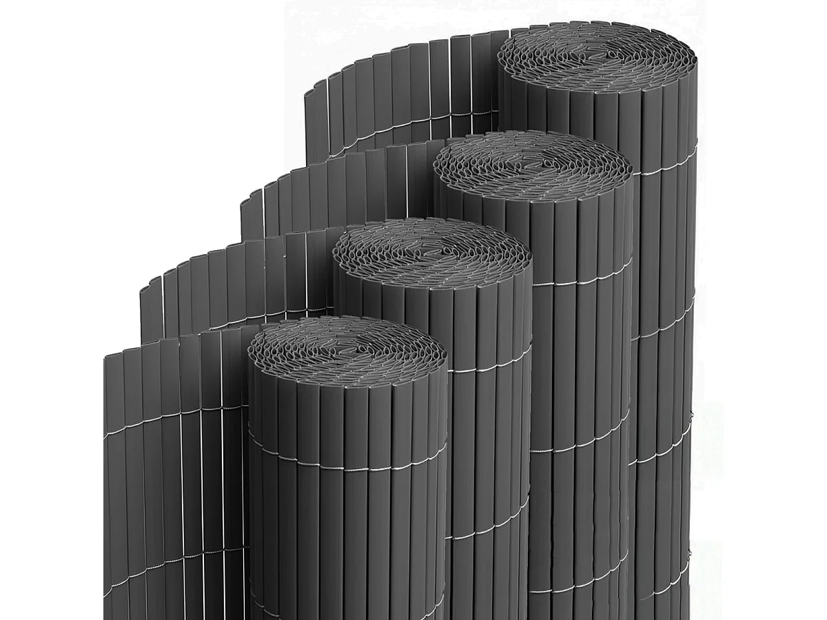 Lot de 4 canisses Brise vue en PVC tube Plat,Clôture protection pour jardin terasse balcon coloris Gris - Hauteur 80 x Longueur 500 cm 1700g/m2