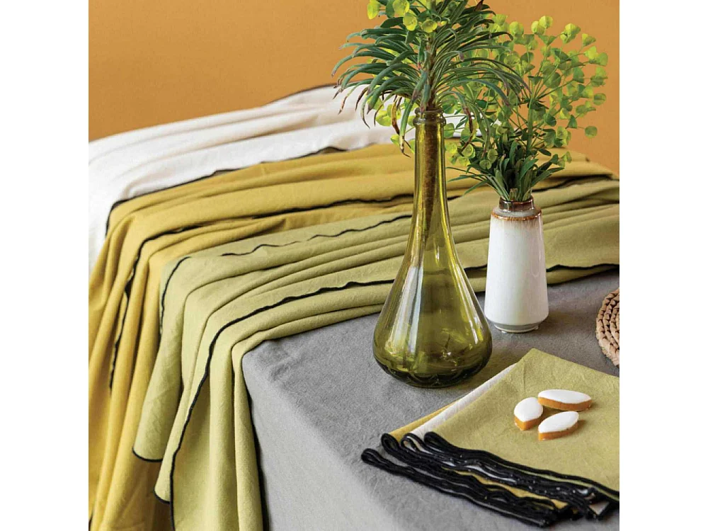 Serviette de table en coton recyclé Grace (Lot de 6) Kaki