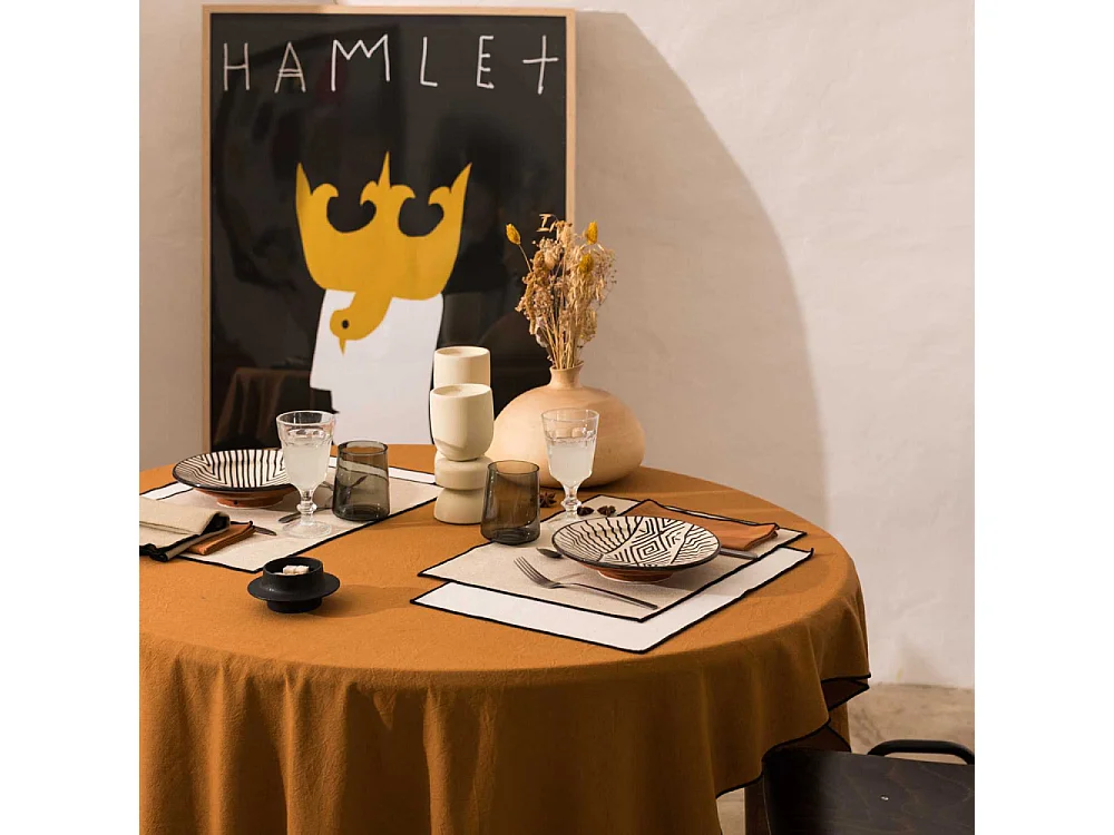 Serviette de table en coton recyclé Grace (Lot de 6) Caramel