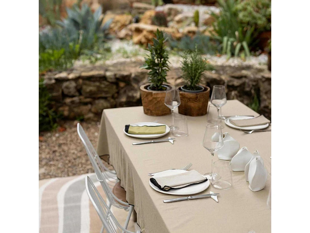 Serviette de table en coton recyclé Grace (Lot de 6) Camel