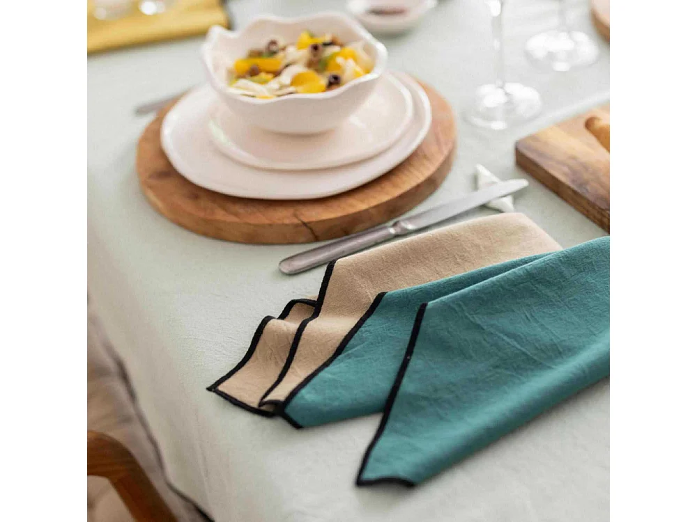 Serviette de table en coton recyclé Grace (Lot de 6) Camel