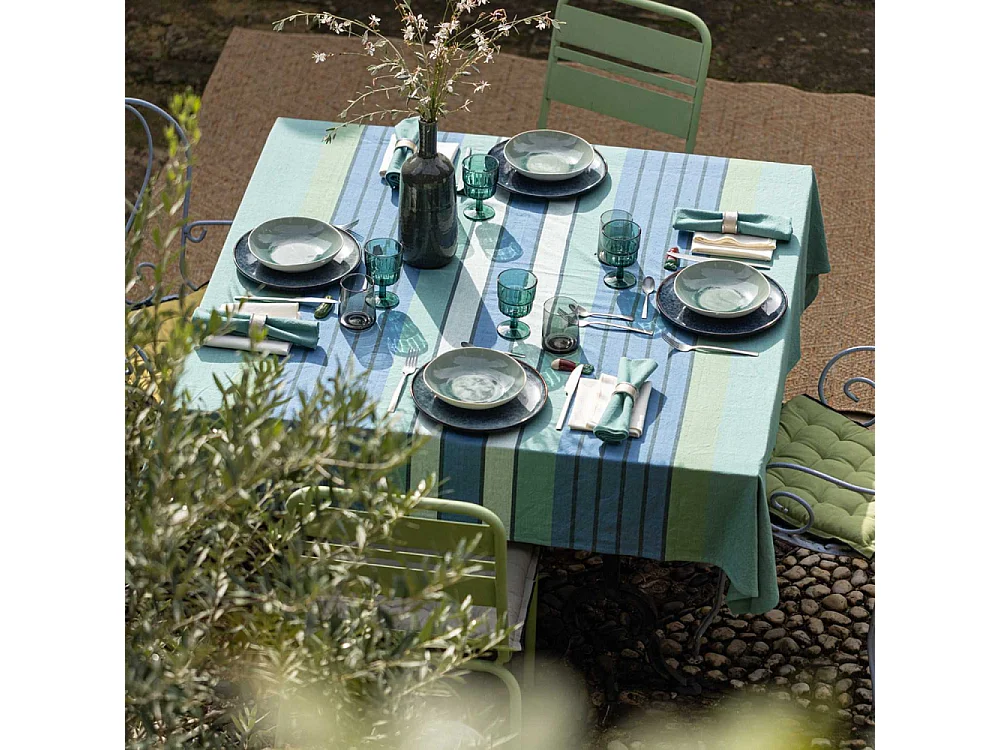 Serviette de table en coton recyclé Yuna (Lot de 6) Paon