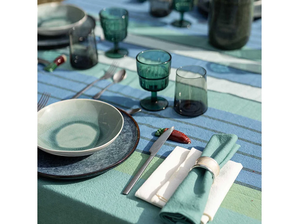 Serviette de table en coton recyclé Yuna (Lot de 6) Paon