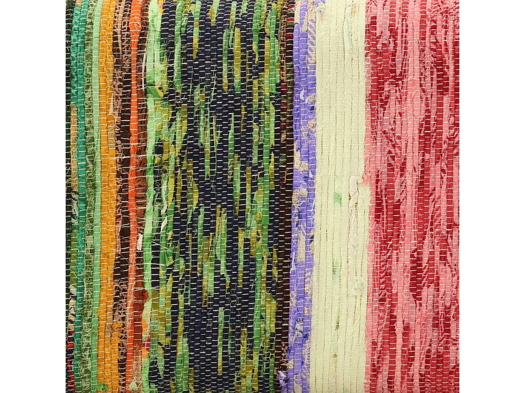 Banc multicolore 160 cm tissu chindi et bois de manguier massif