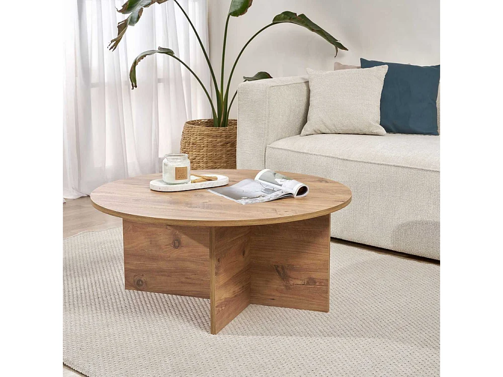 Table basse ronde en aggloméré Soleil