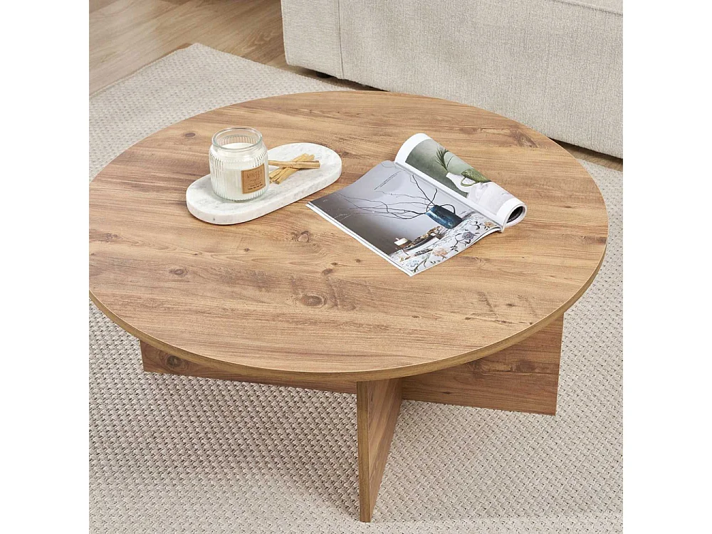 Table basse ronde en aggloméré Soleil