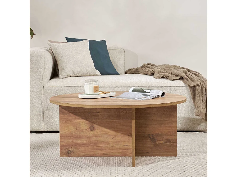 Table basse ronde en aggloméré Soleil