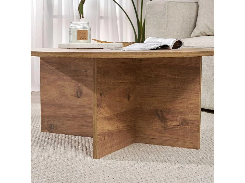 Table basse ronde en aggloméré Soleil