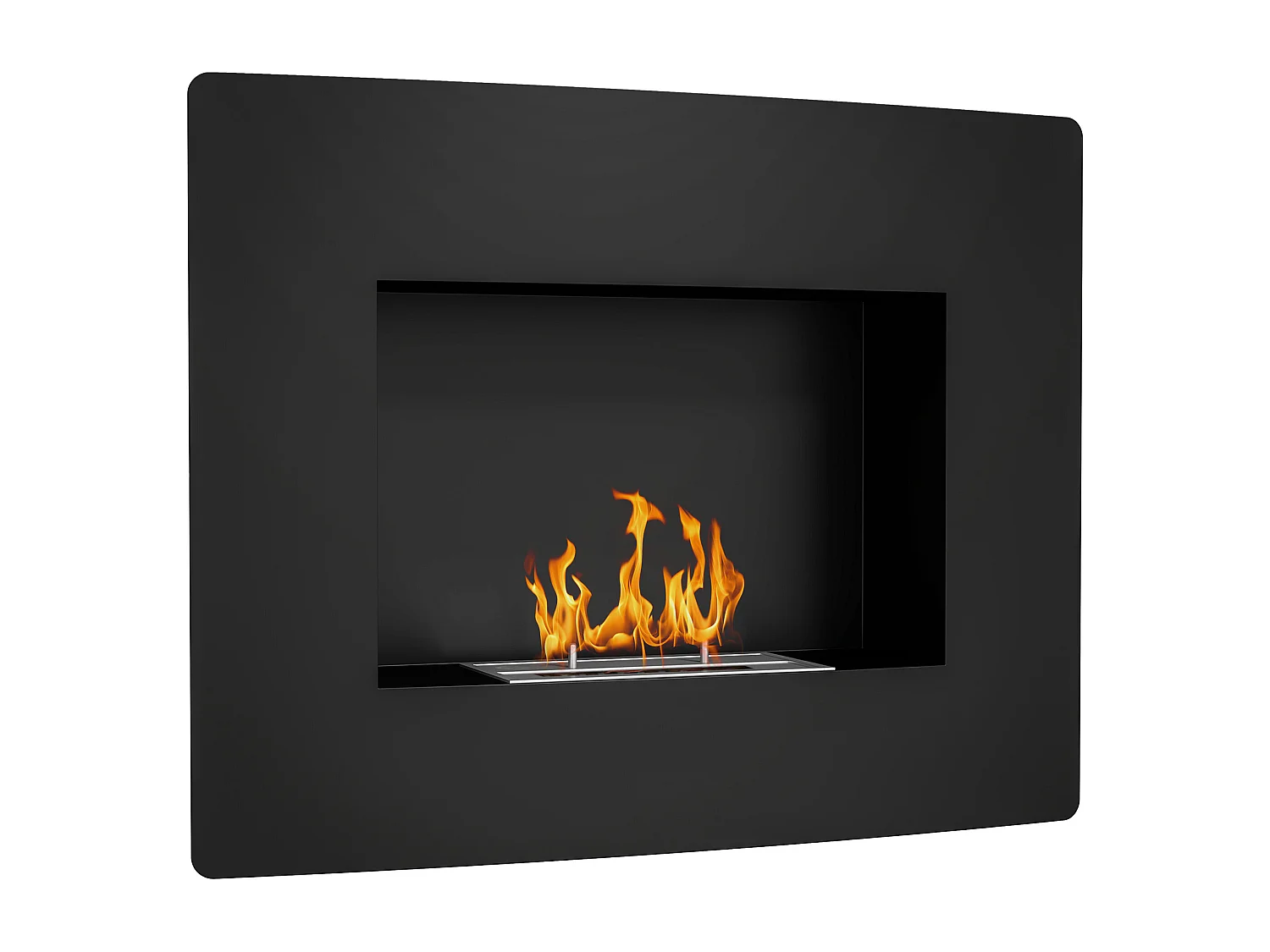 Cheminée bioéthanol encastrable design - 0,9L - 66 x 16 x 52 cm - acier inox. noir
