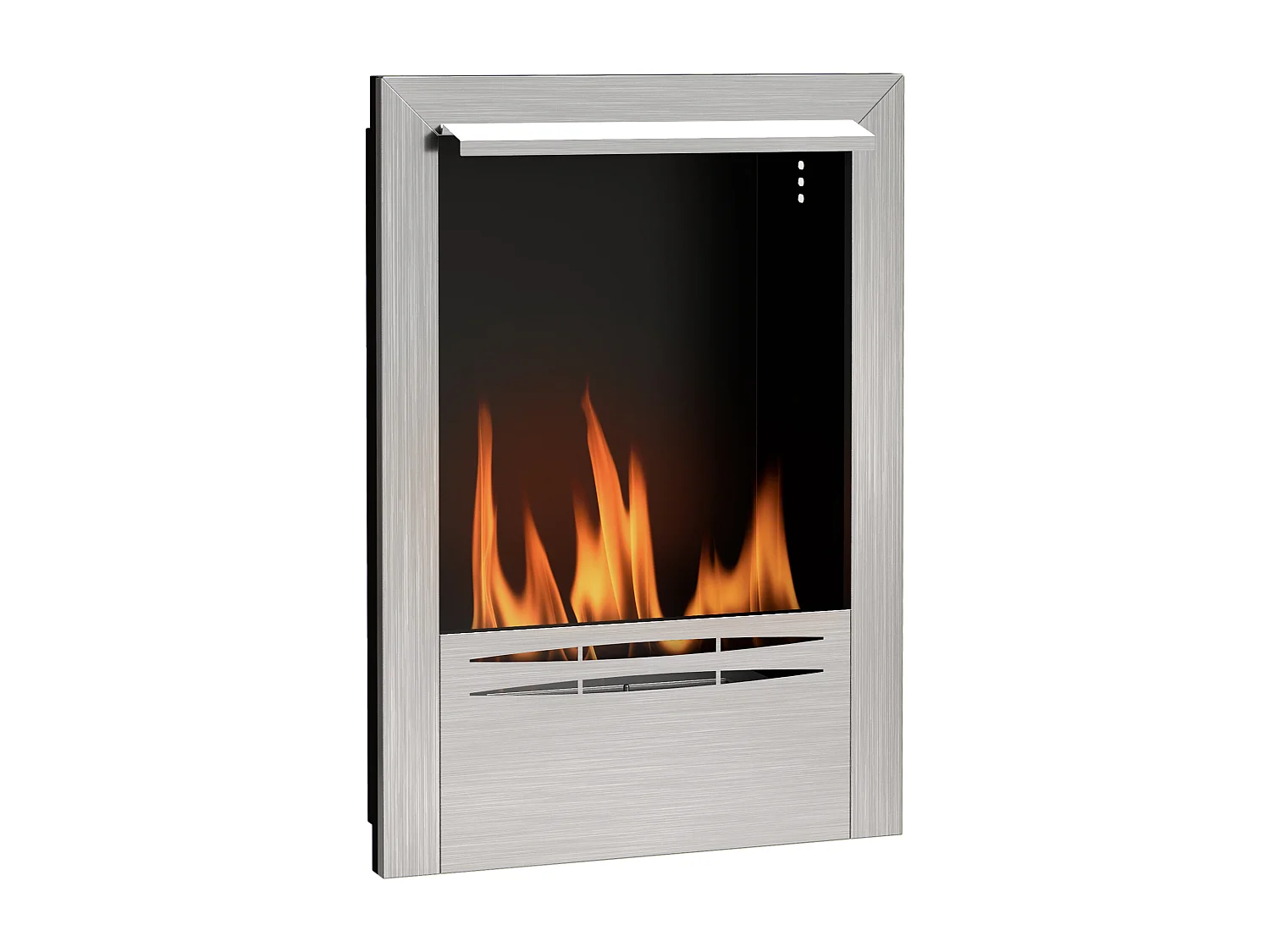 Cheminée bioéthanol encastrable design - 0,9L - 48 x 18 x 59 cm - acier inox. brossé