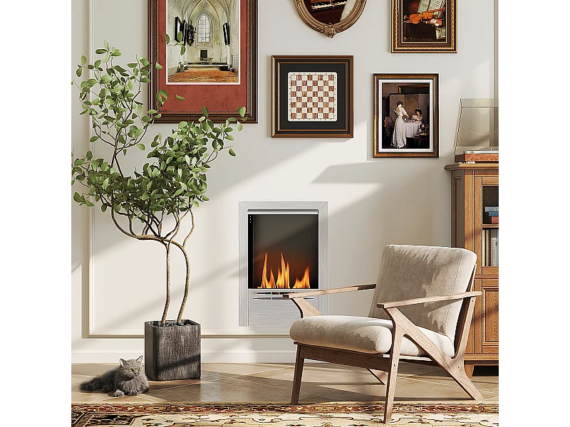 Cheminée bioéthanol encastrable design - 0,9L - 48 x 18 x 59 cm - acier inox. brossé