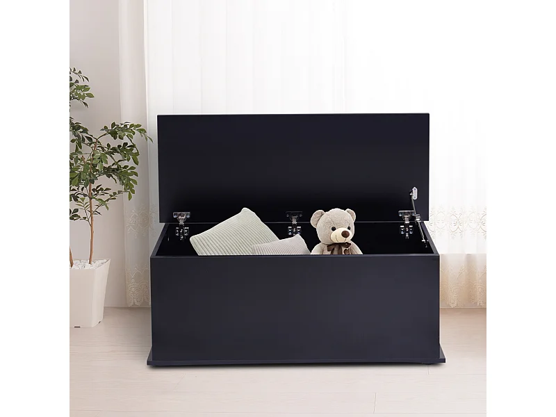 Coffre malle de rangement coffre à jouets dim. 100L x 40l x 40H cm panneaux particules noir