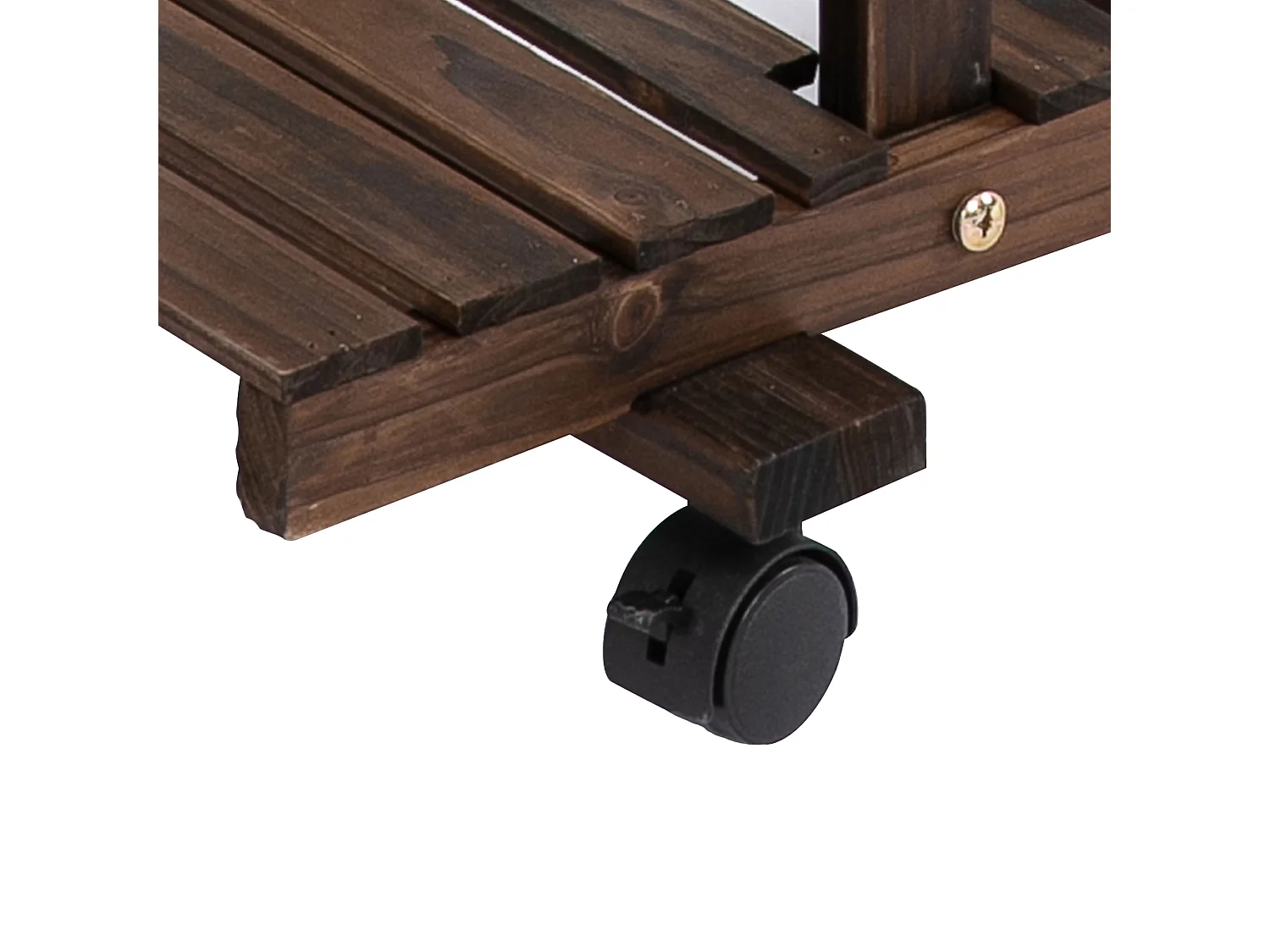 Étagère à fleurs support de plantes 4 niveaux roulettes bois sapin carbonisé