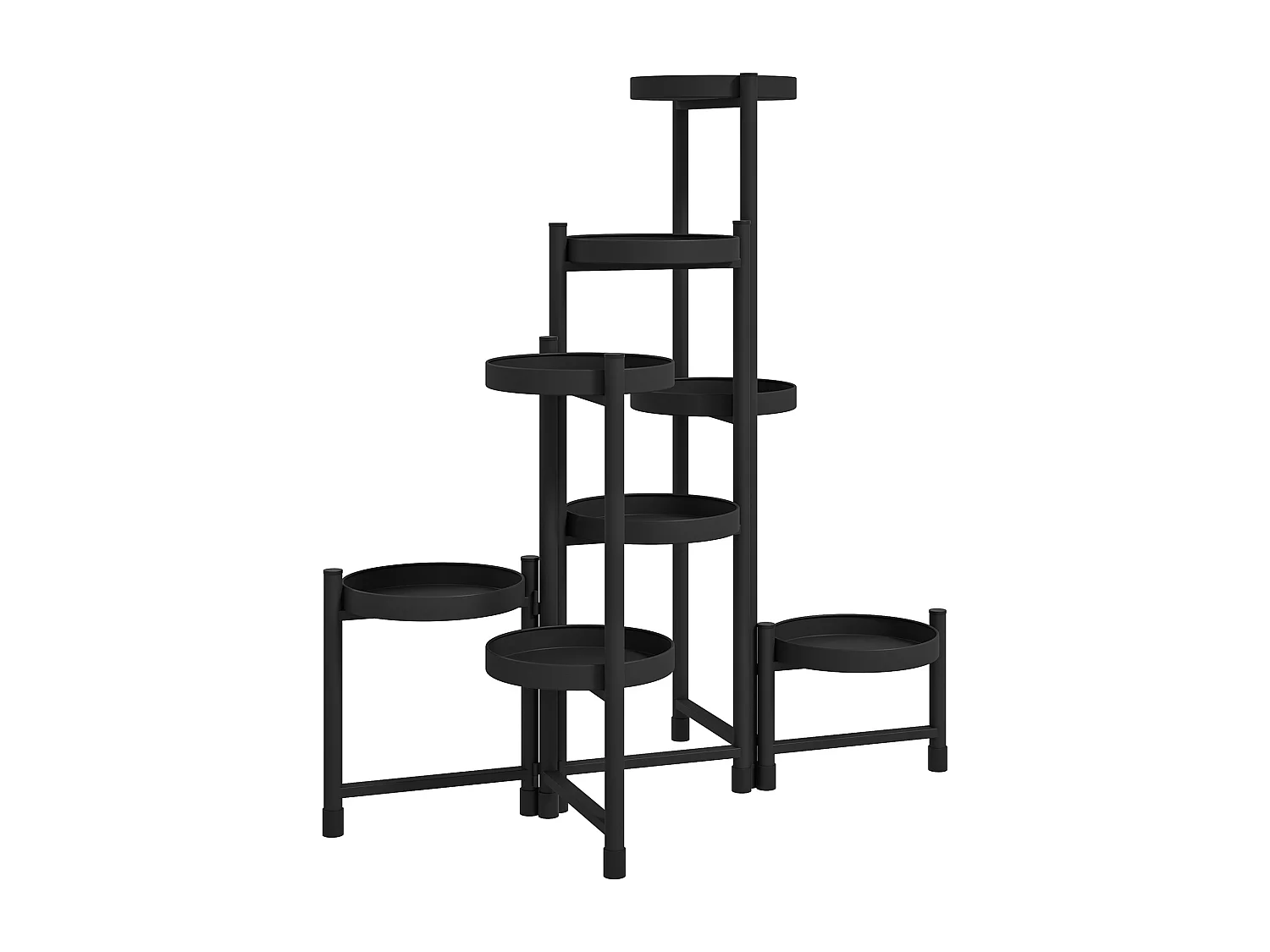 Étagère à fleurs design pliable - étagère pour plantes - 8 niveaux - métal thermolaqué noir