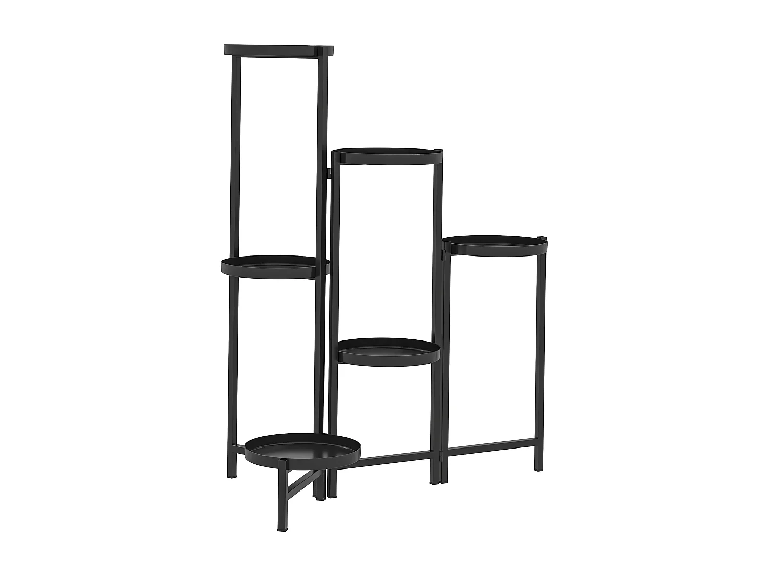 Étagère à fleurs design pliable - étagère pour plantes - 6 niveaux - métal thermolaqué noir