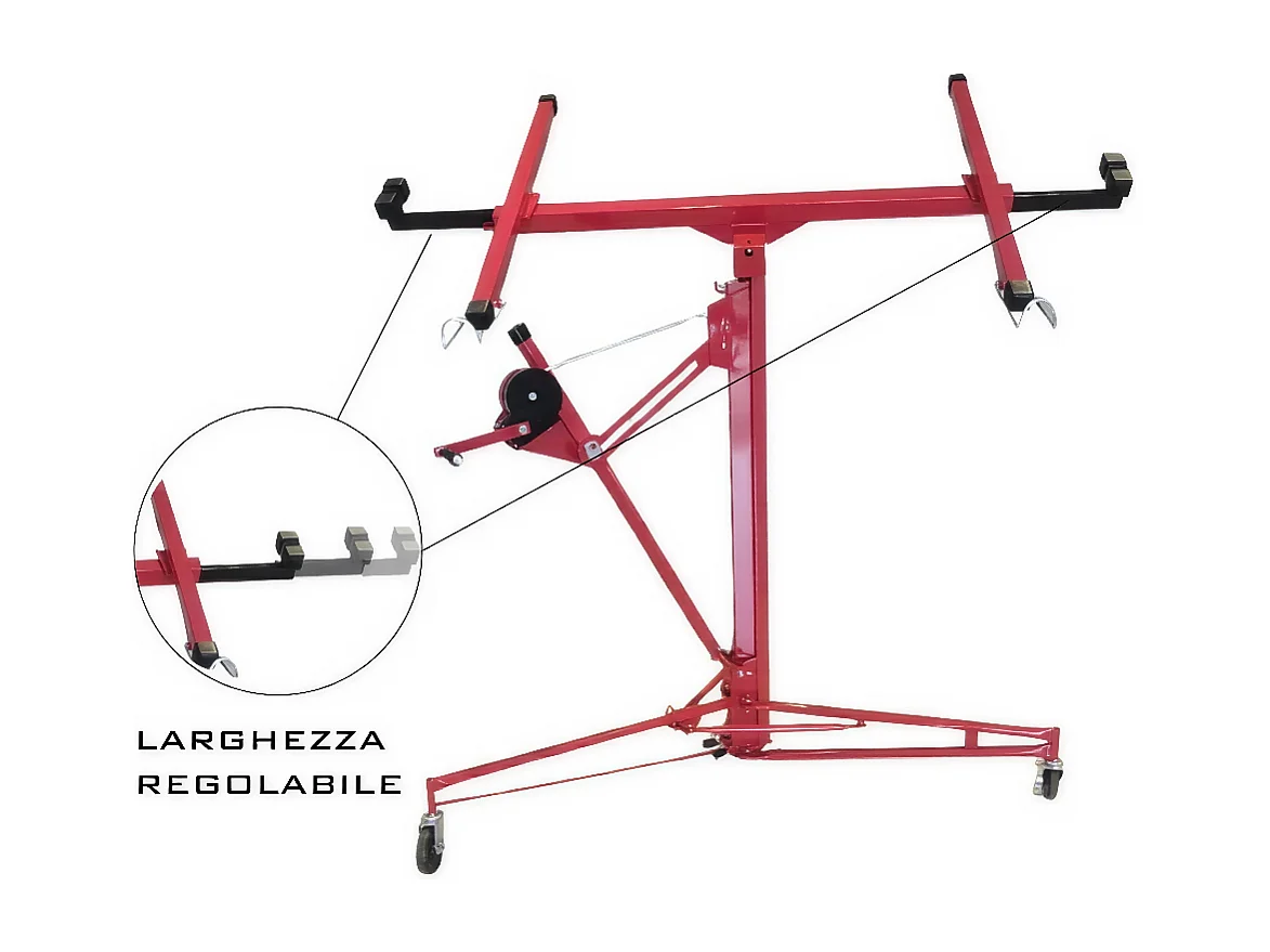 Sollevatore Pannelli Alzalastre Cartongesso Professionale Certificato CE Portata Di 68 Kg Pieghevole Regolabile In Altezza 140 - 350 cm Alzapannelli