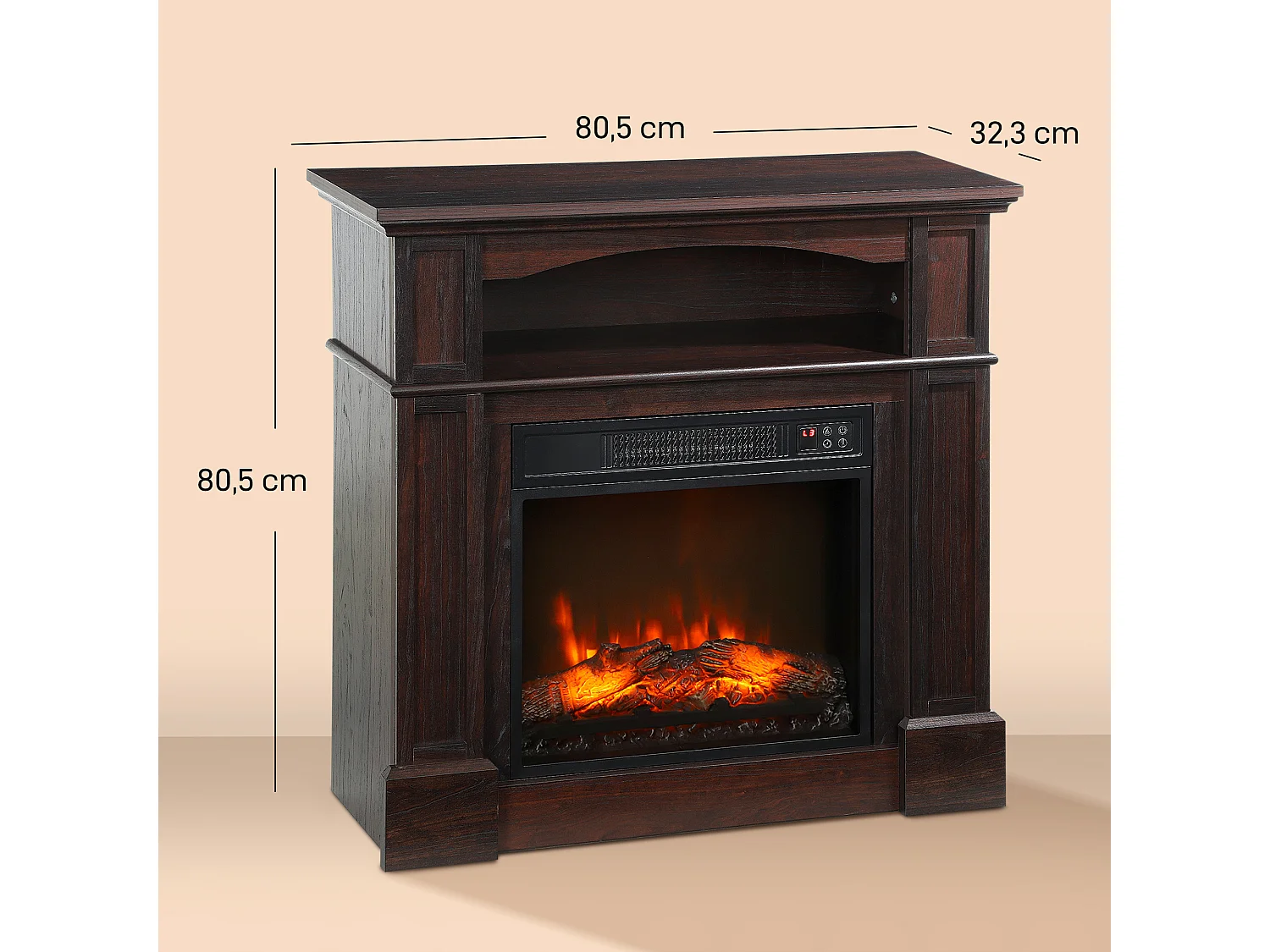 Cheminée électrique XL style classique chic 1800W  effet flammes LED réglable télécommande effet bois