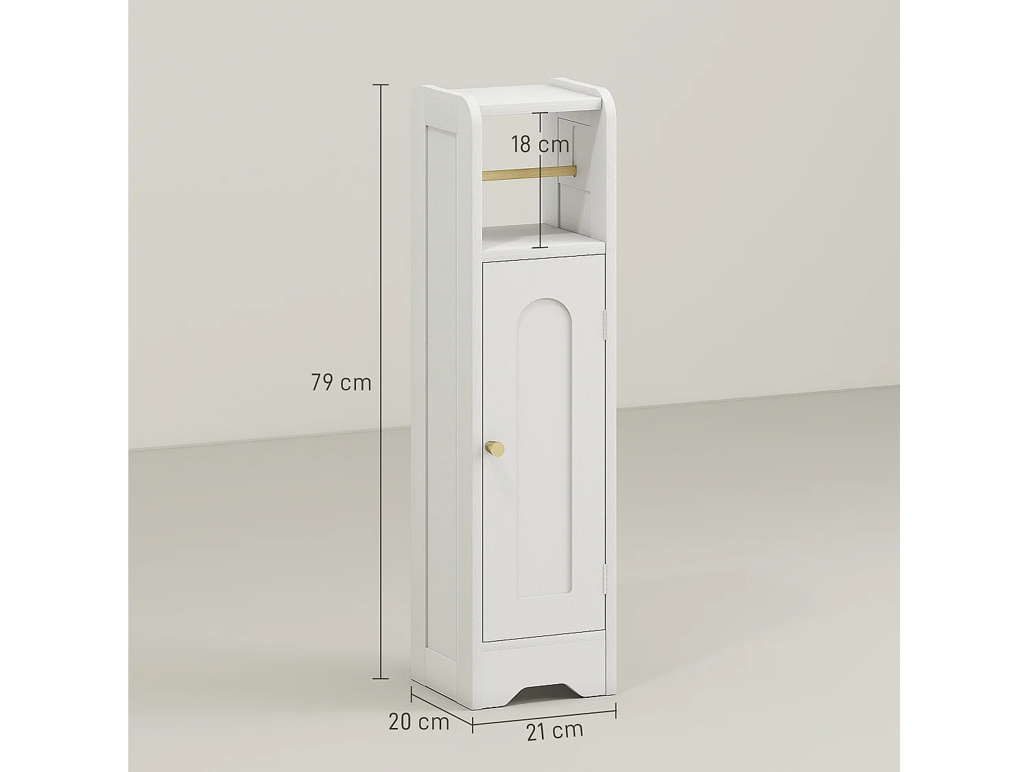 Support papier toilette - armoire pour papier toilette - 2 niveaux + rouleau papier effet bois blanc