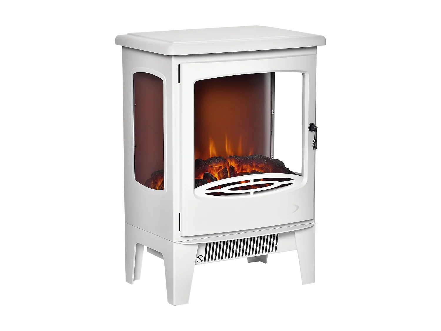 Cheminée électrique poêle style néo-rétro 1000-2000 W simulation flammes LED luminosité réglable acier ABS blanc